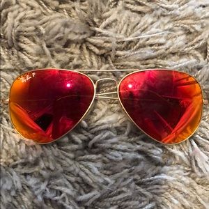 COPY - Orange mirrored ray ban aviators